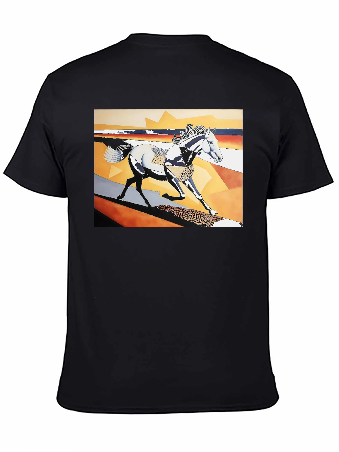 Abstract Horse Graphic Black T-Shirt