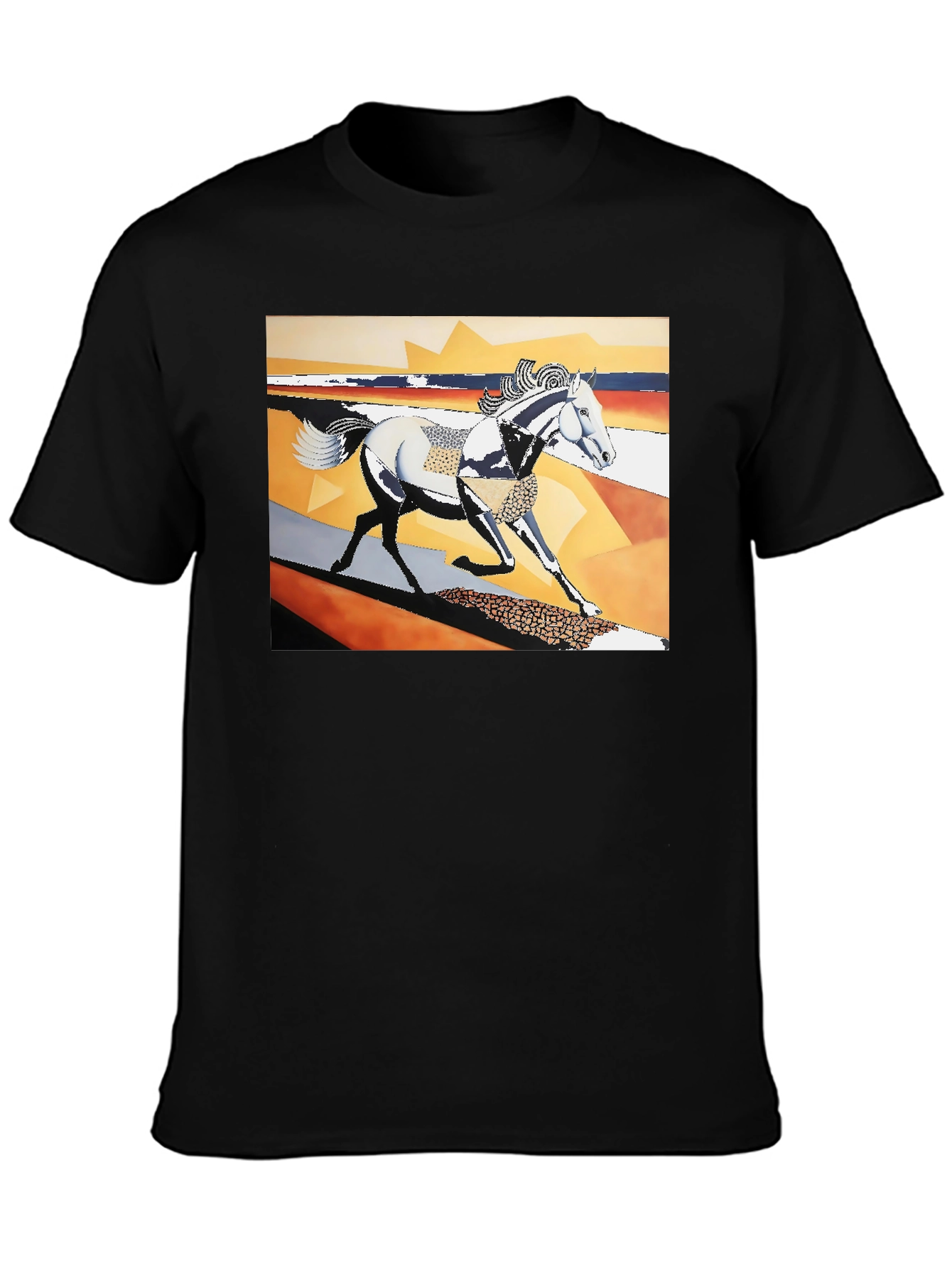 Abstract Horse Graphic Black T-Shirt