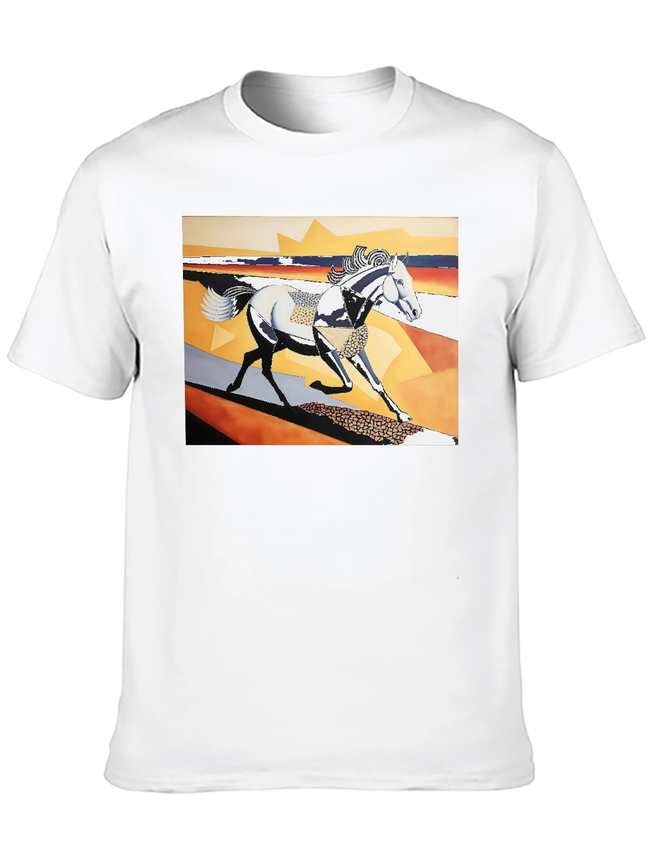 Abstract Horse Graphic Black T-Shirt