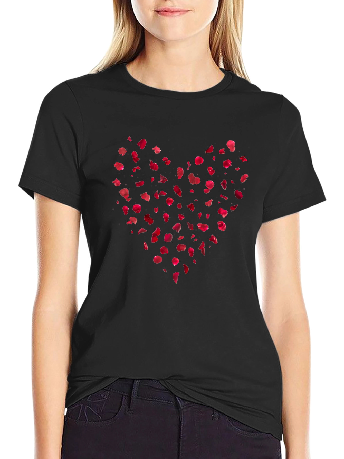 Heart Petals Graphic Tee - Soft Cotton Blend