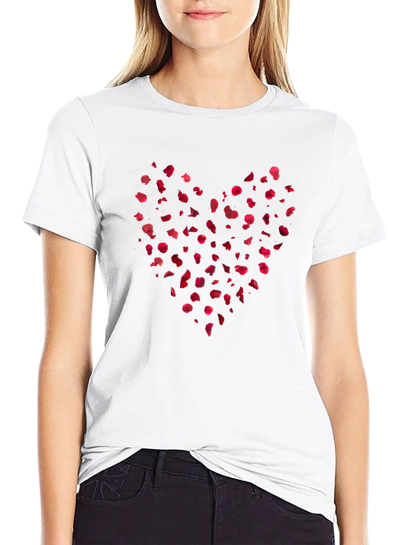 Heart Petals Graphic Tee - Soft Cotton Blend