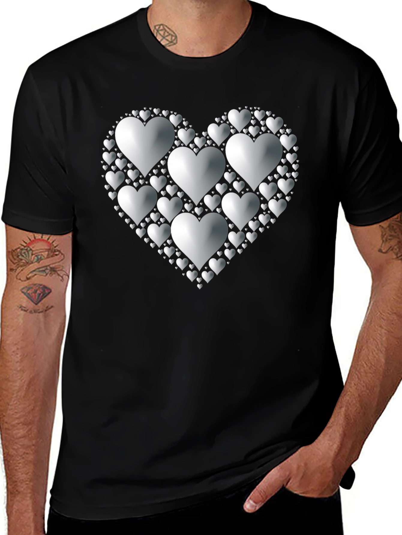 Heart of Hearts Graphic Tee - Black Cotton Blend