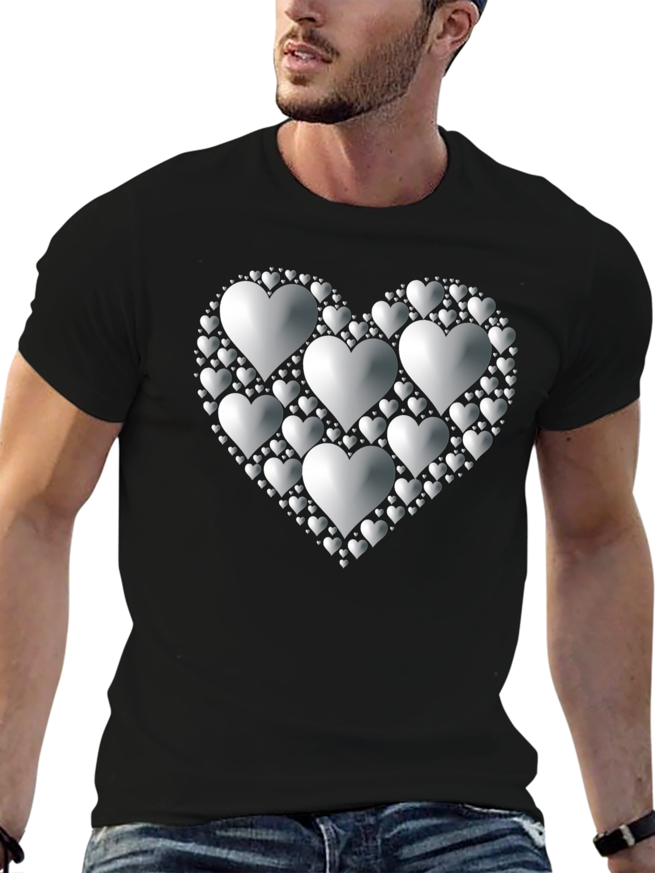 Heart of Hearts Graphic Tee - Black Cotton Blend