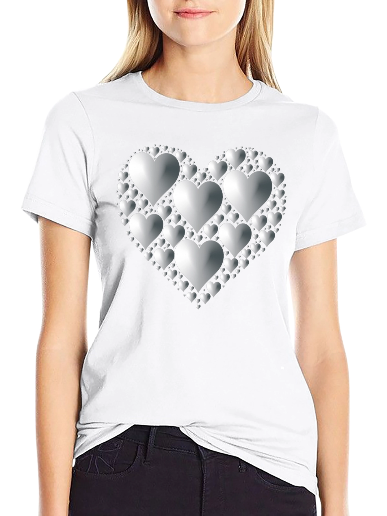 Heart of Hearts Graphic Tee - Black Cotton Blend