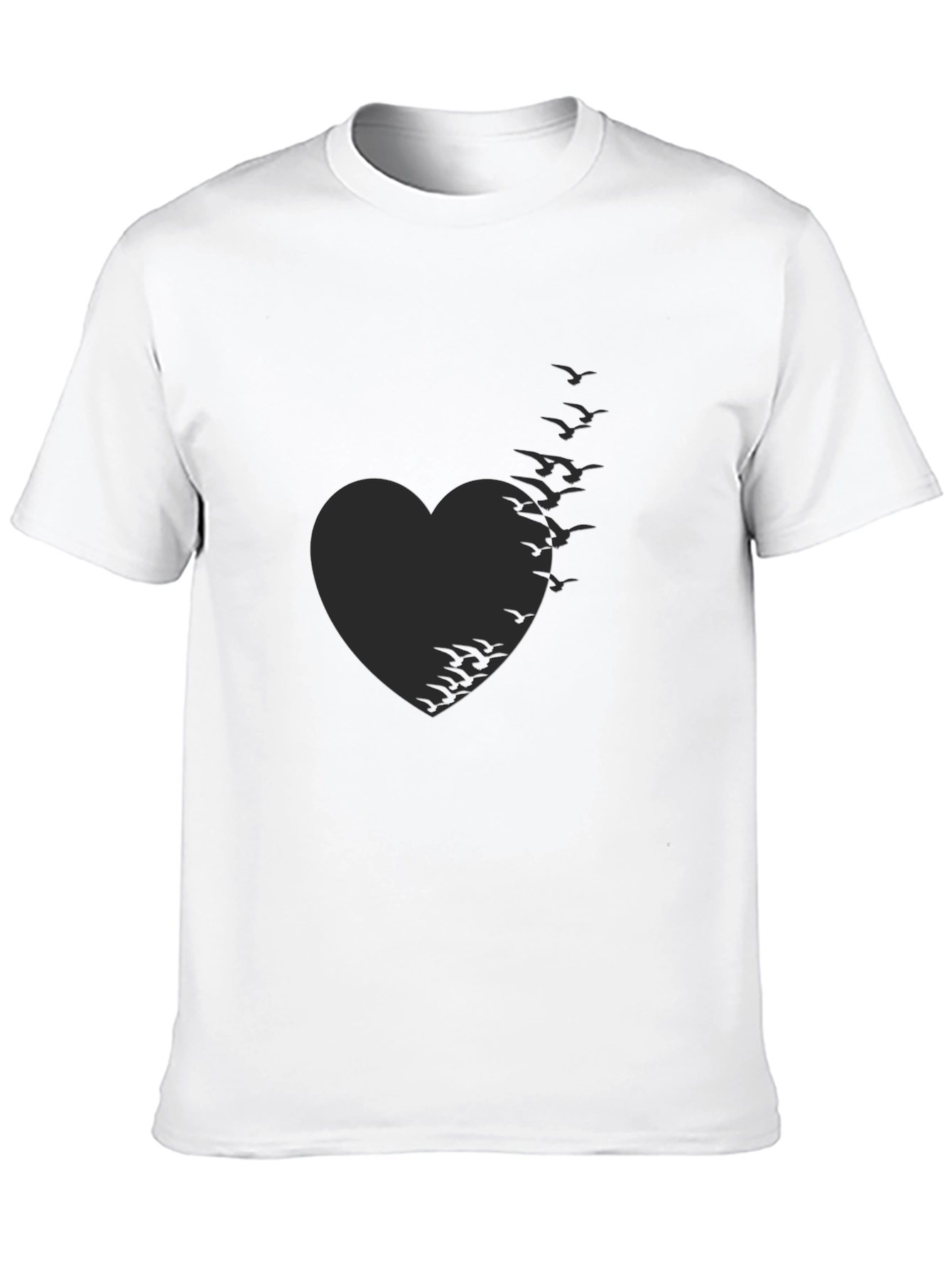 Heart of Birds Black T-Shirt - Unique Graphic Tee
