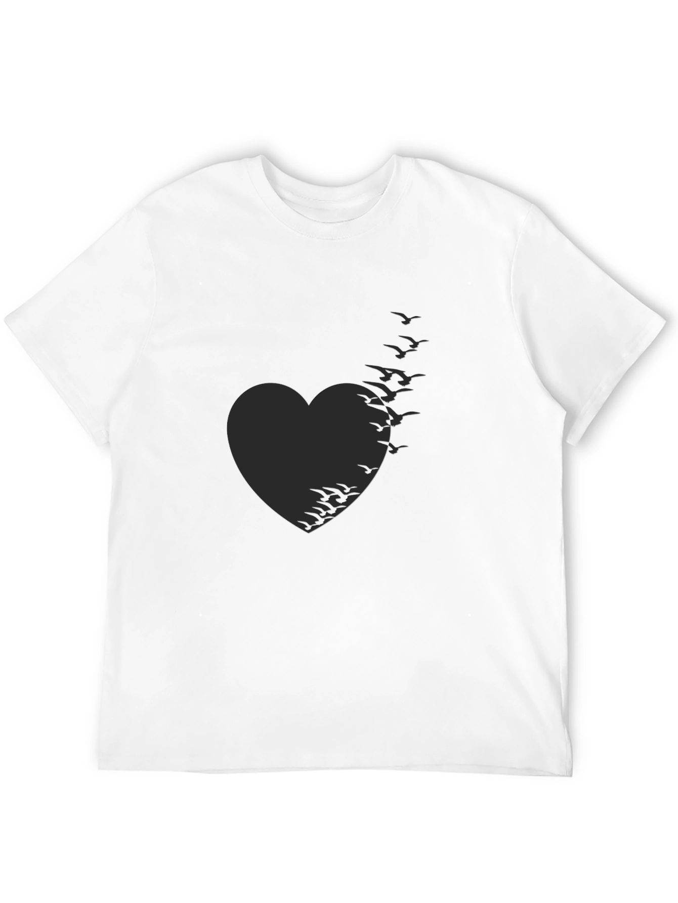 Heart of Birds Black T-Shirt - Unique Graphic Tee