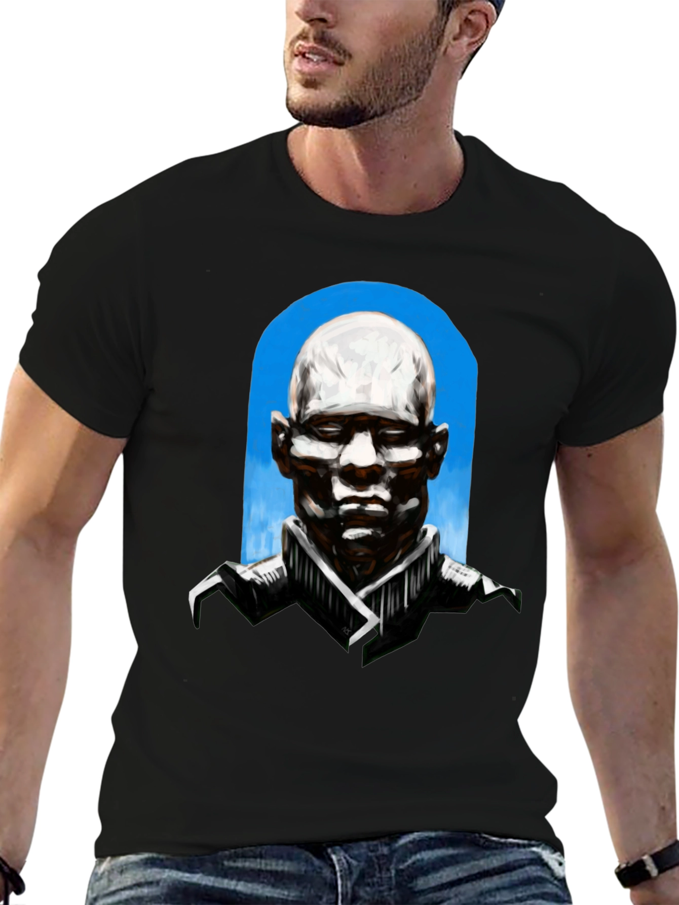 Abstract Bald Man Graphic T-Shirt