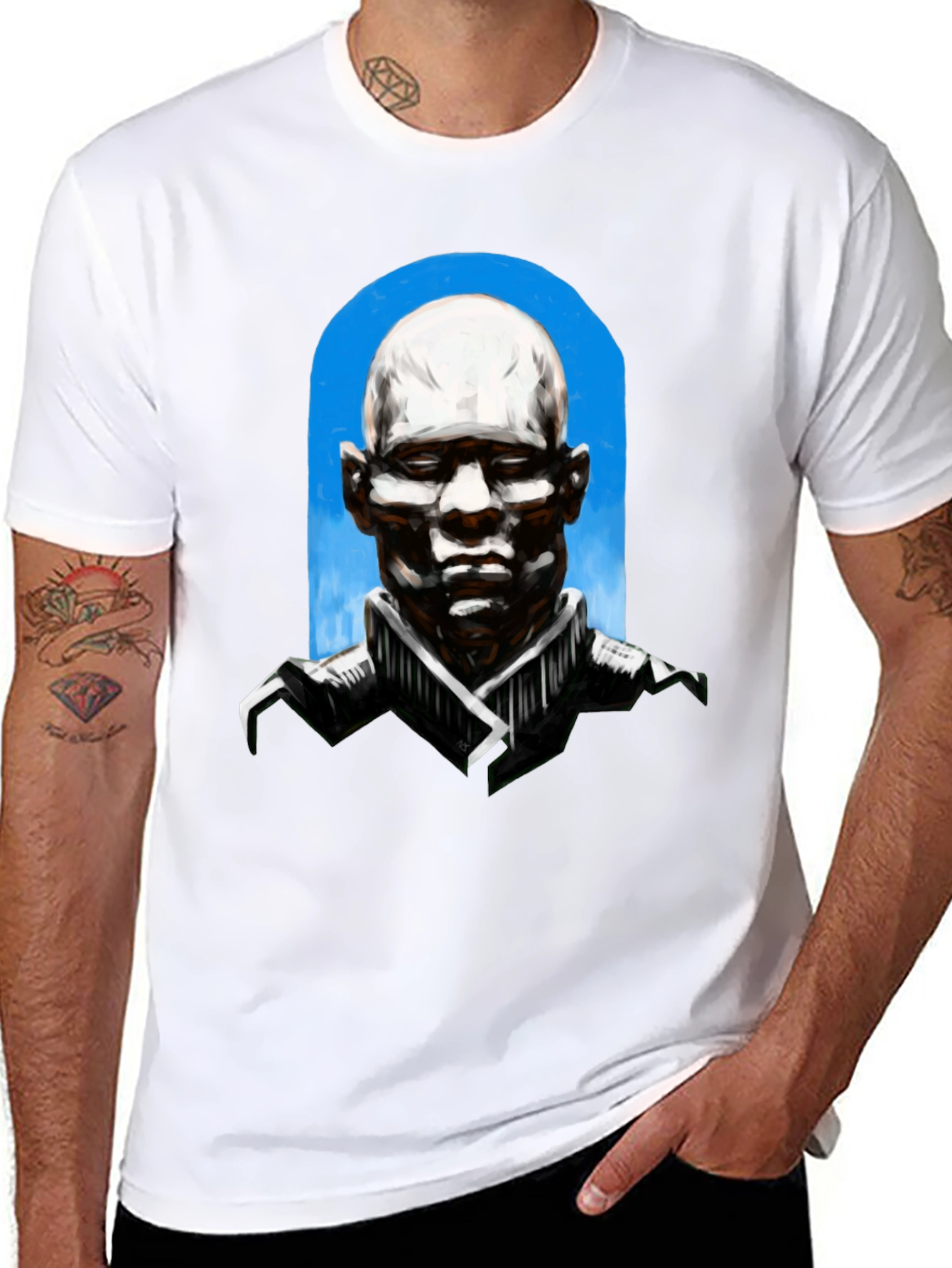 Abstract Bald Man Graphic T-Shirt