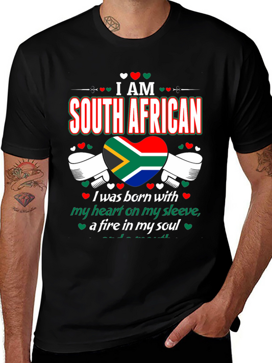 I Am South African Graphic Tee - Heart on Sleeve Design