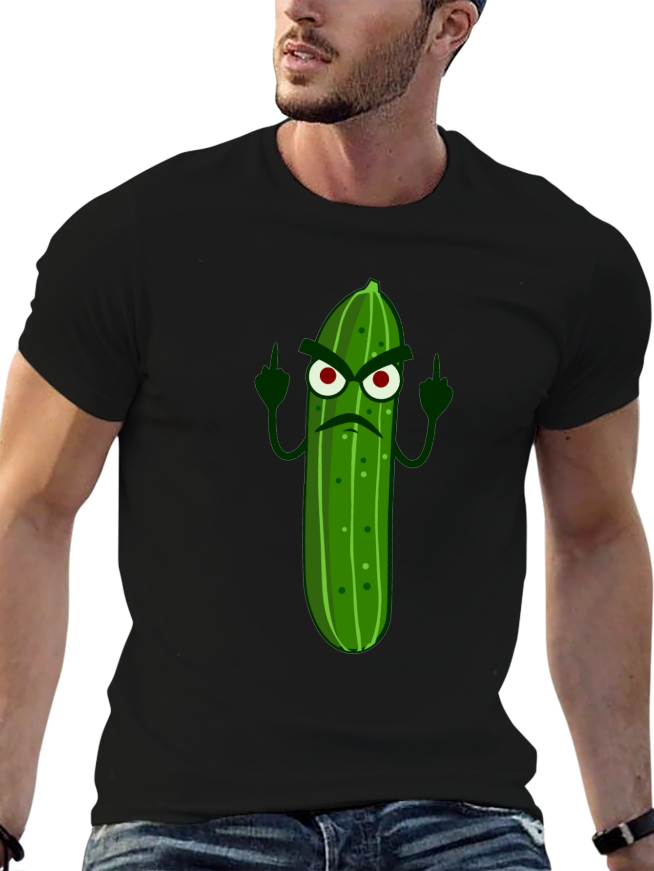Angry Pickle Middle Finger Graphic Tee - Black