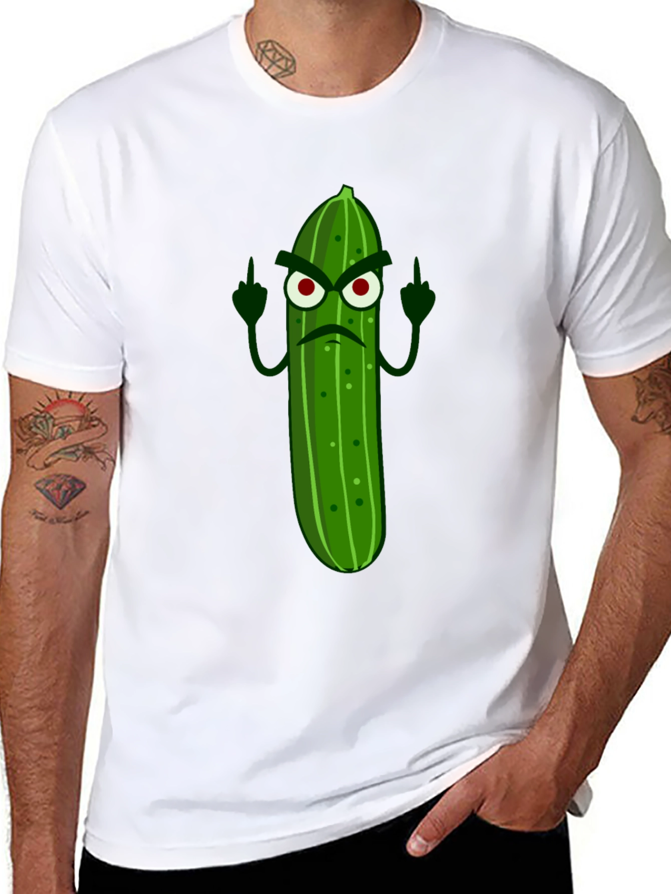Angry Pickle Middle Finger Graphic Tee - Black