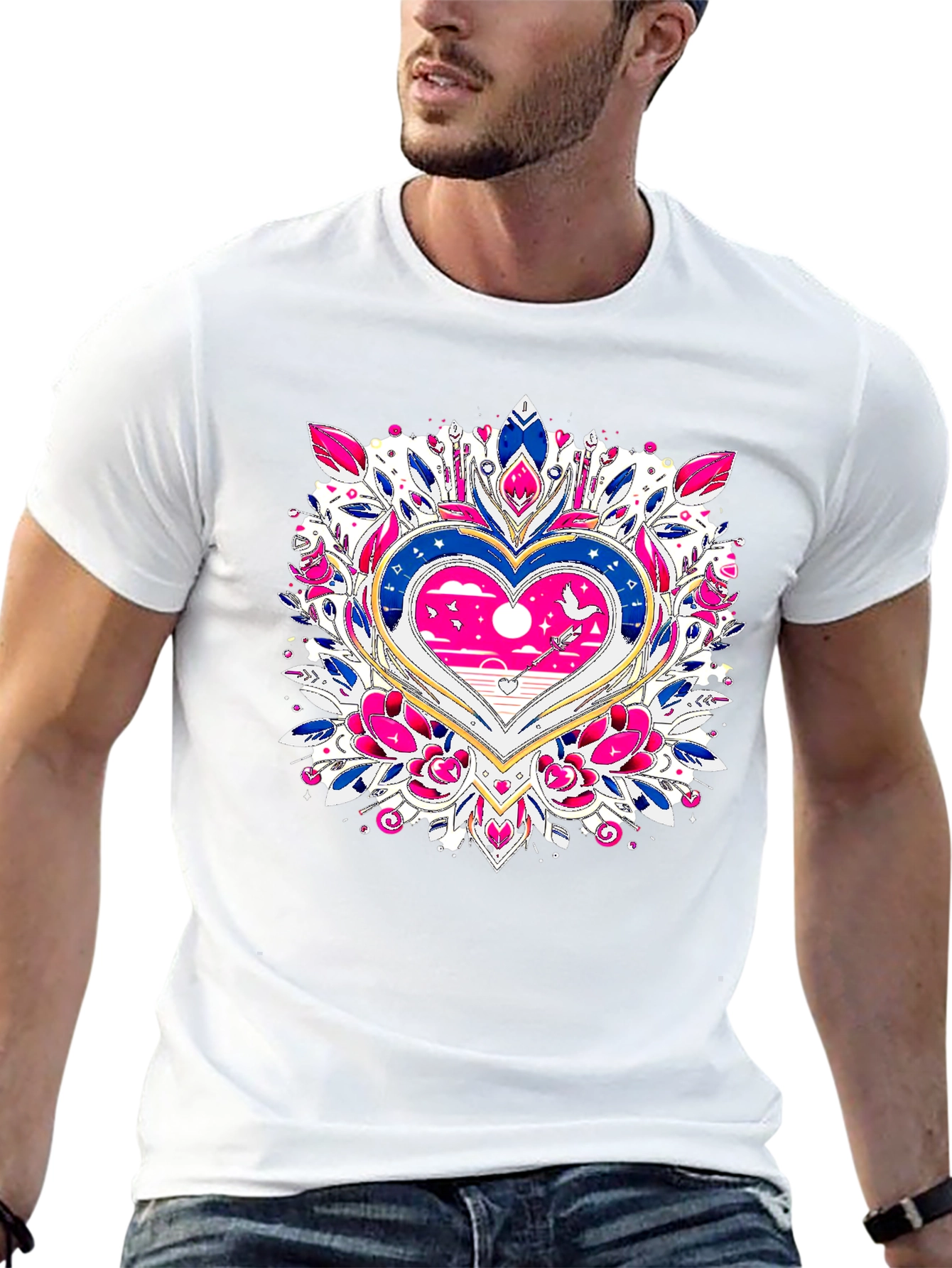 Heart Mandala Graphic Tee - Black T-Shirt
