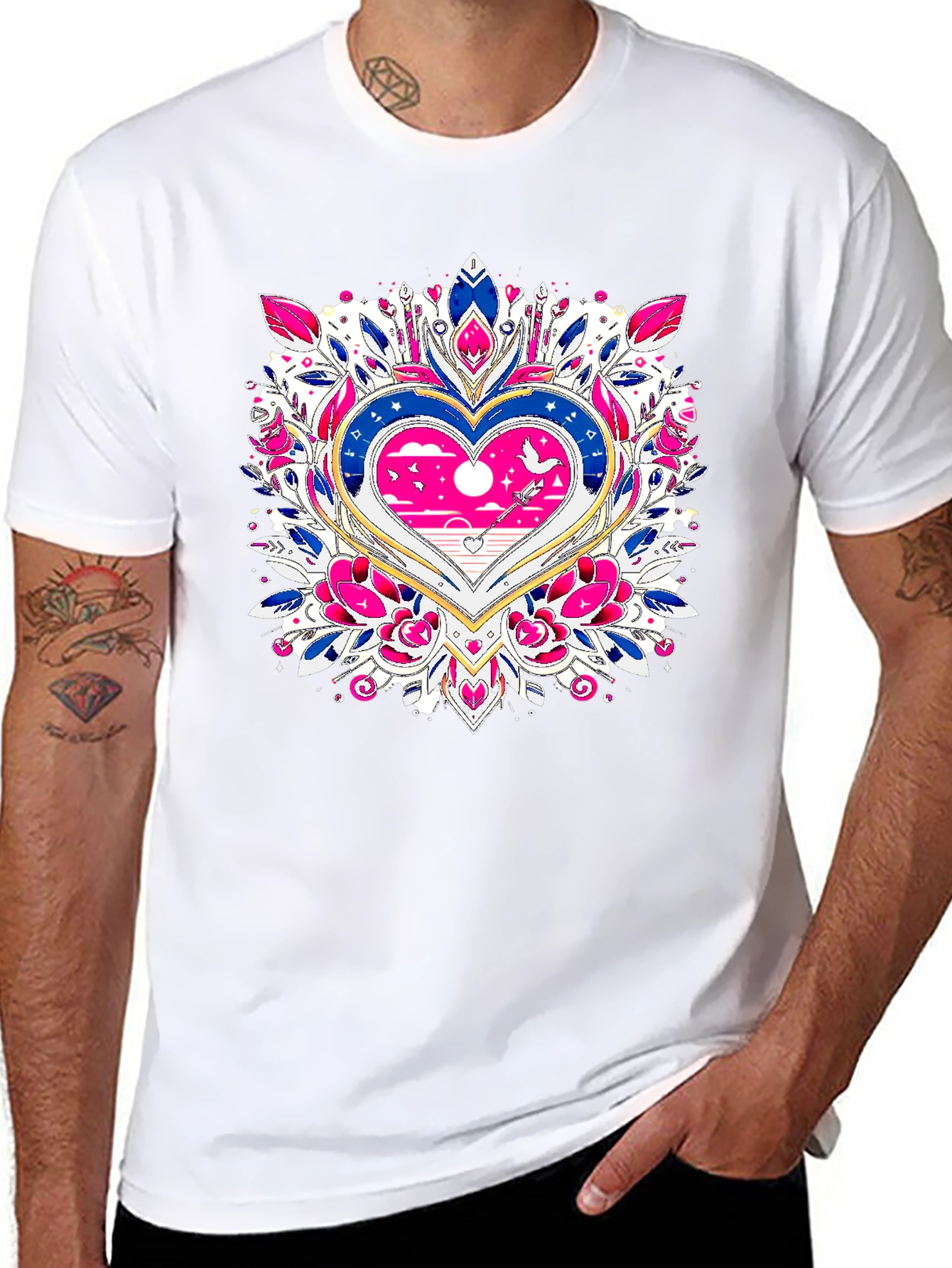 Heart Mandala Graphic Tee - Black T-Shirt