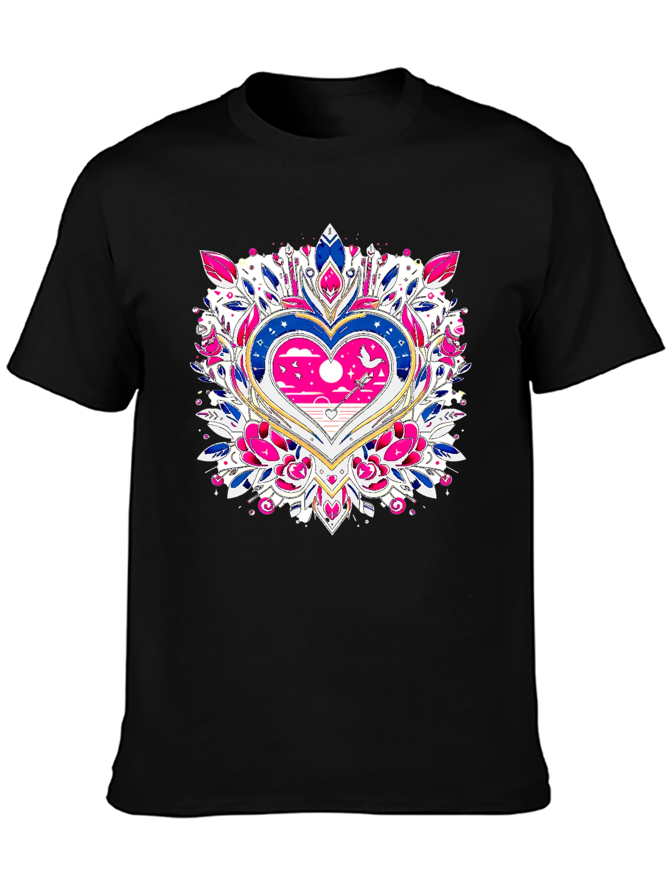 Heart Mandala Graphic Tee - Black T-Shirt