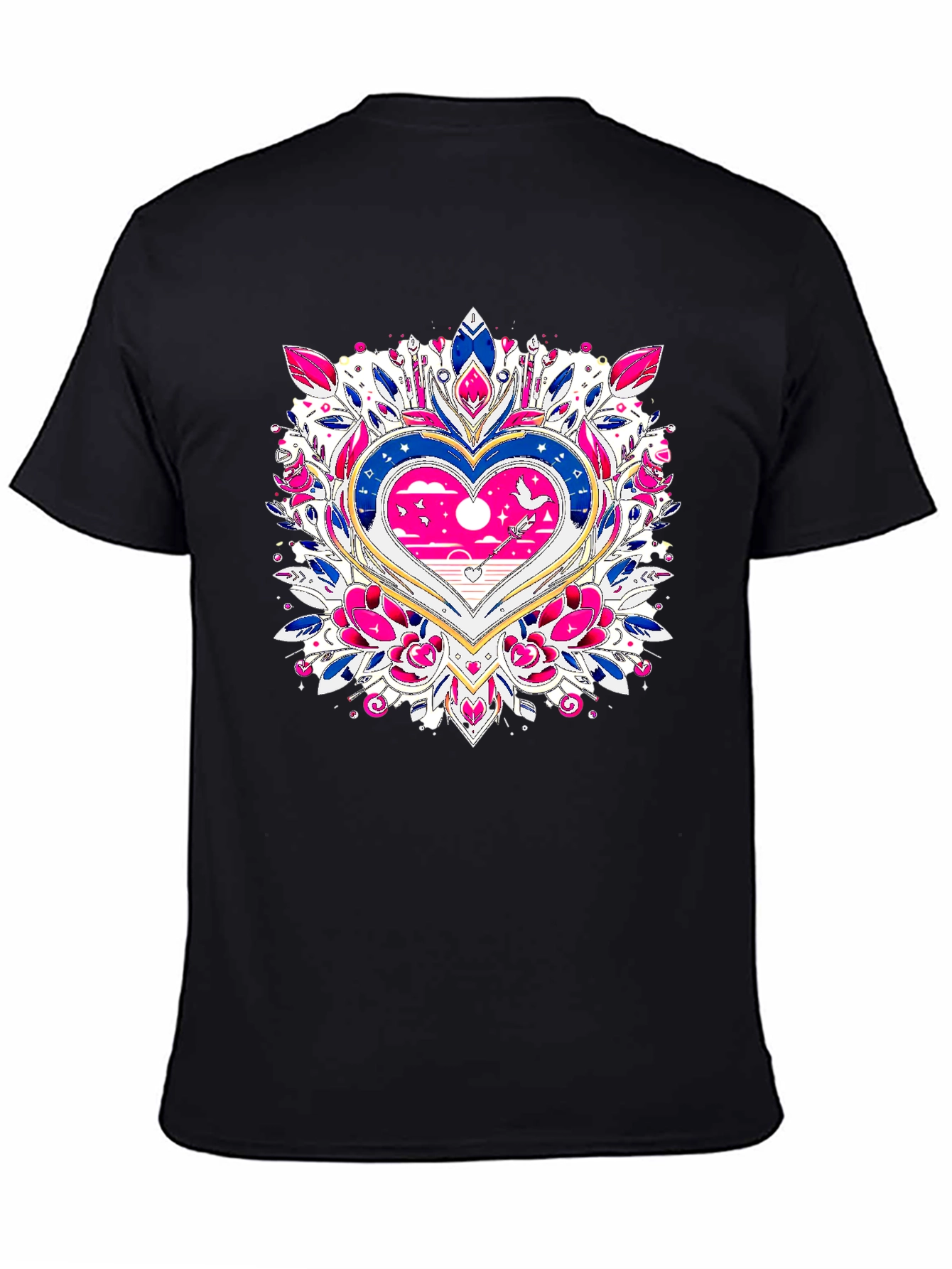 Heart Mandala Graphic Tee - Black T-Shirt