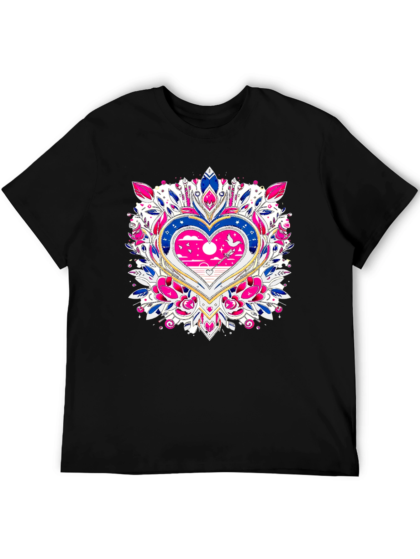 Heart Mandala Graphic Tee - Black T-Shirt