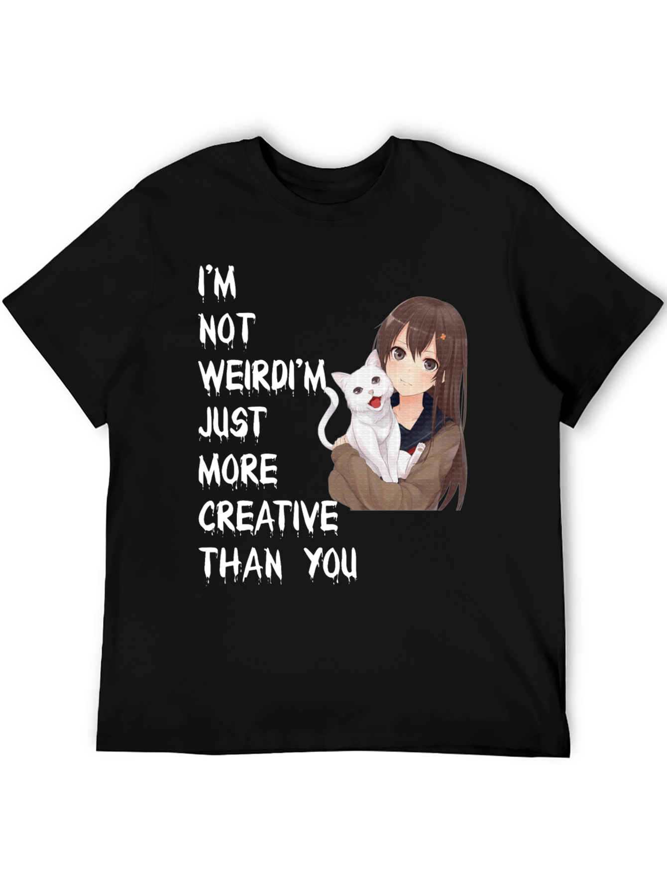 Anime Girl & Cat T-Shirt - Creative Saying Tee