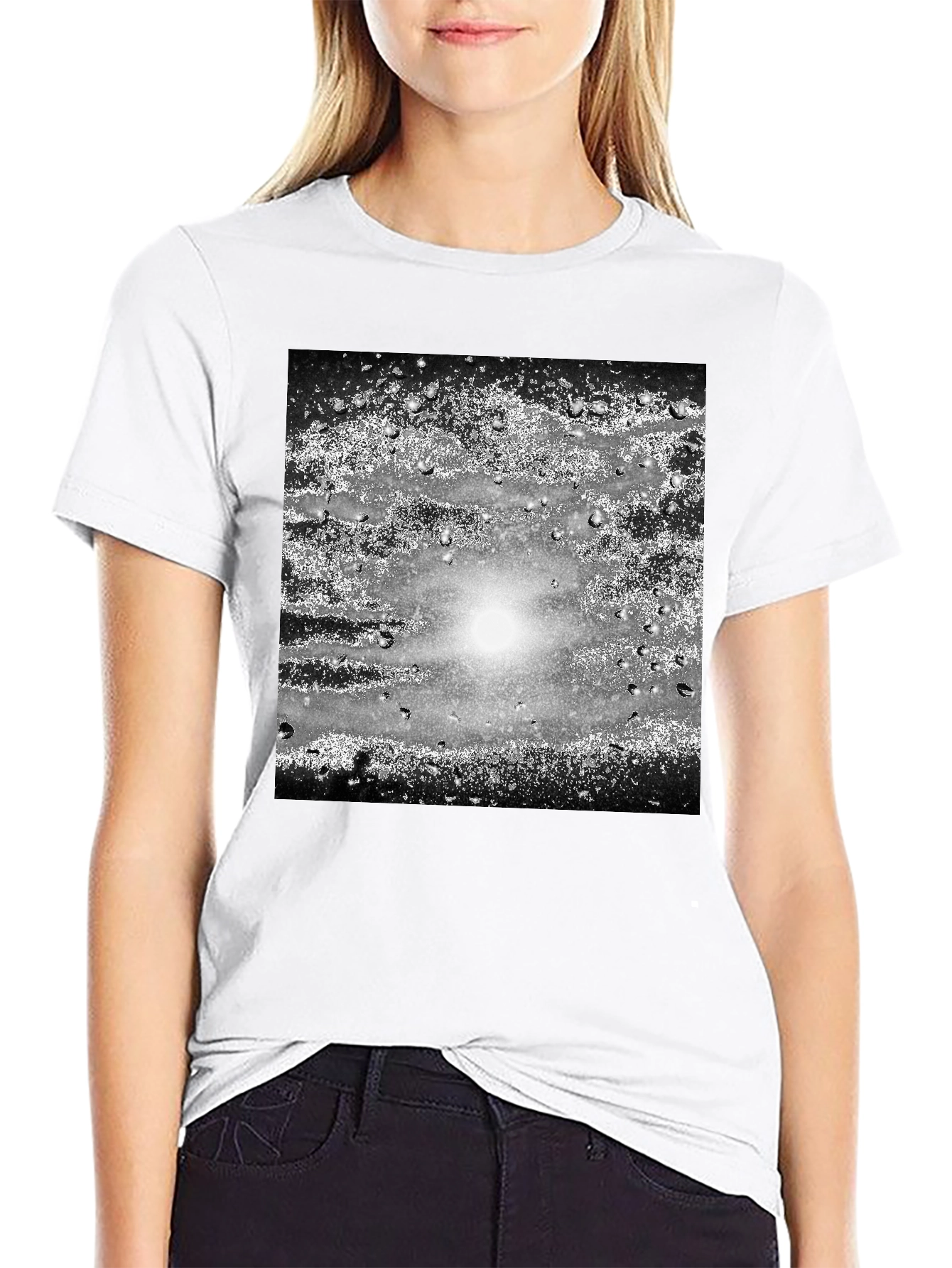 Abstract Graphic Print Black Crew Neck T-Shirt