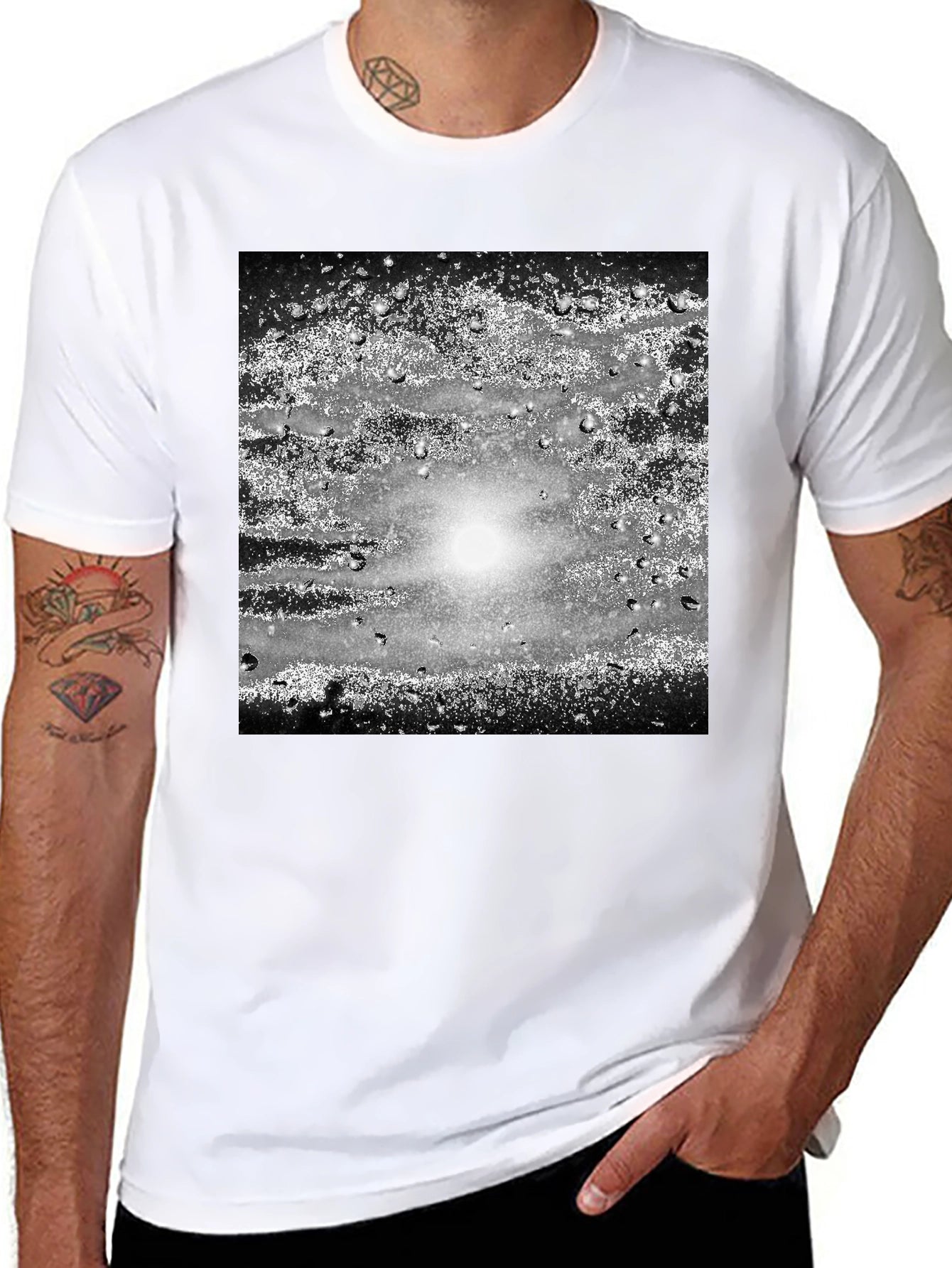 Abstract Graphic Print Black Crew Neck T-Shirt