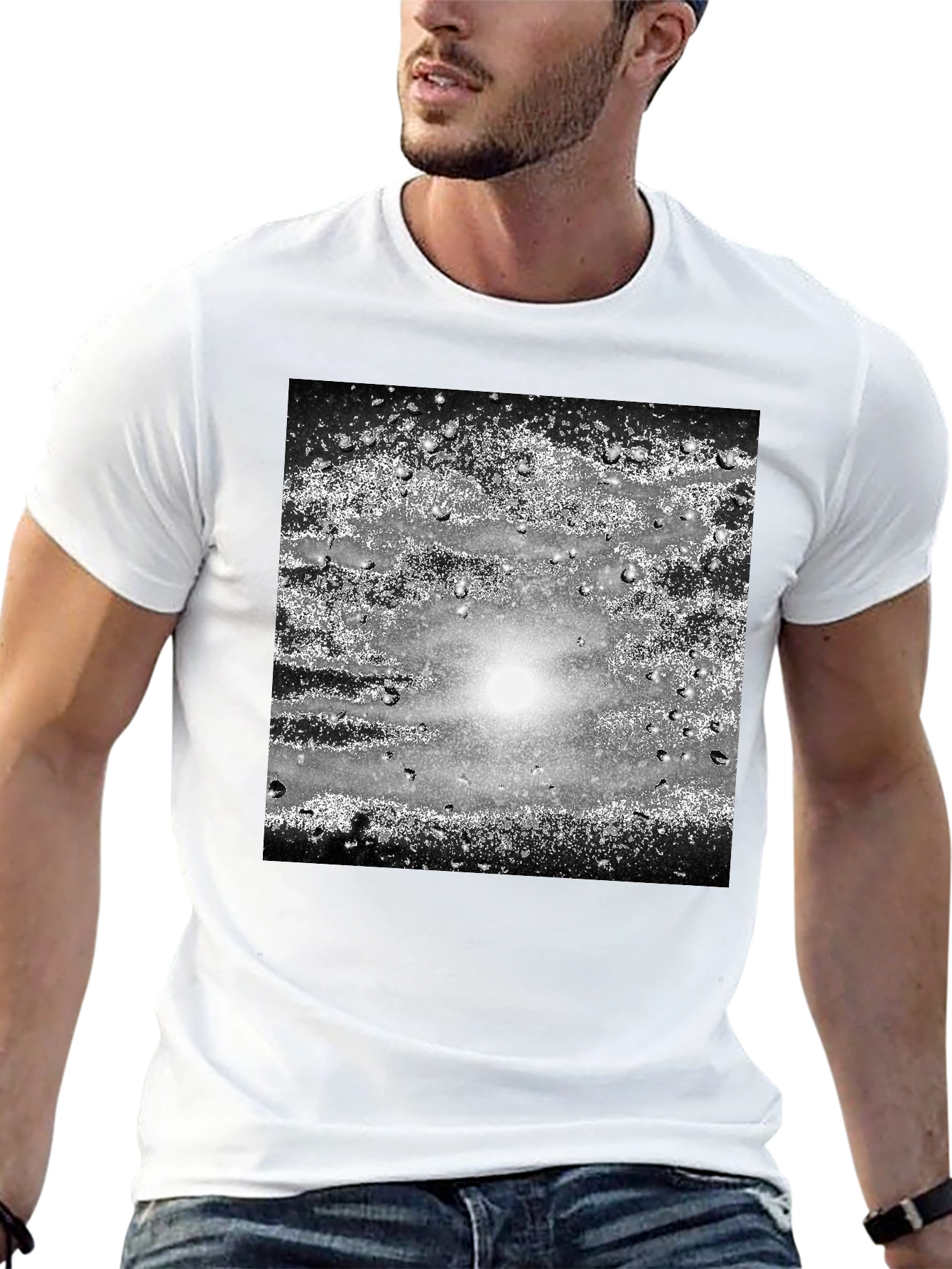 Abstract Graphic Print Black Crew Neck T-Shirt