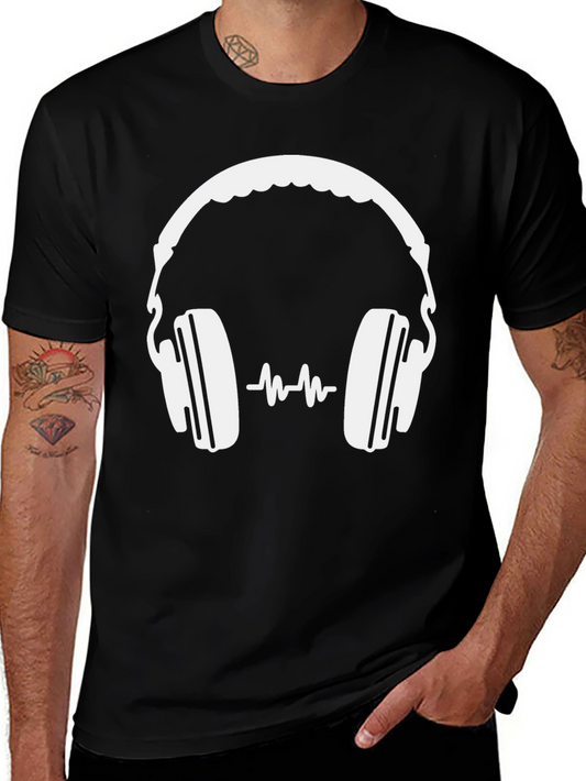 Headphone Graphic Black T-Shirt