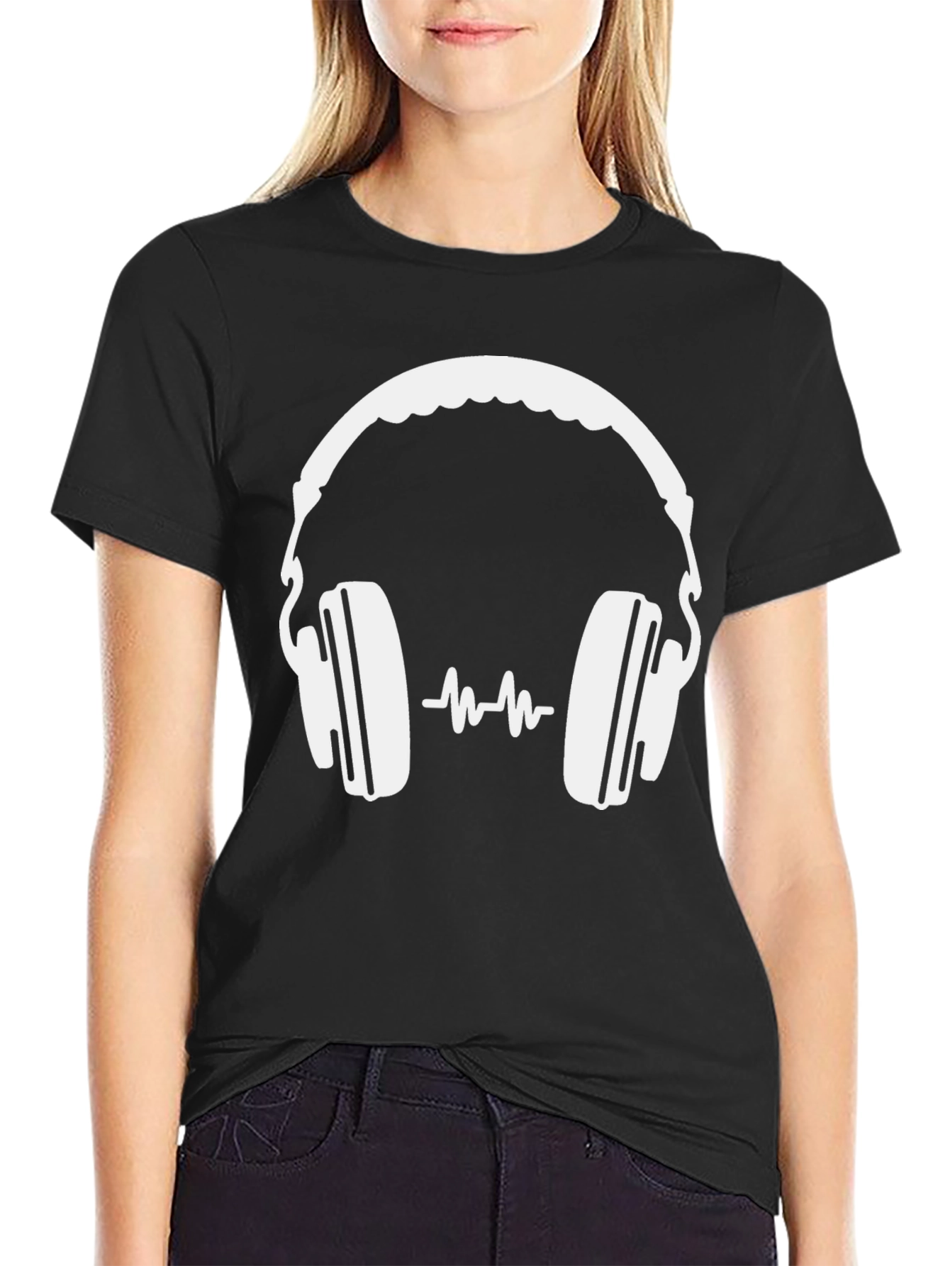 Headphone Graphic Black T-Shirt