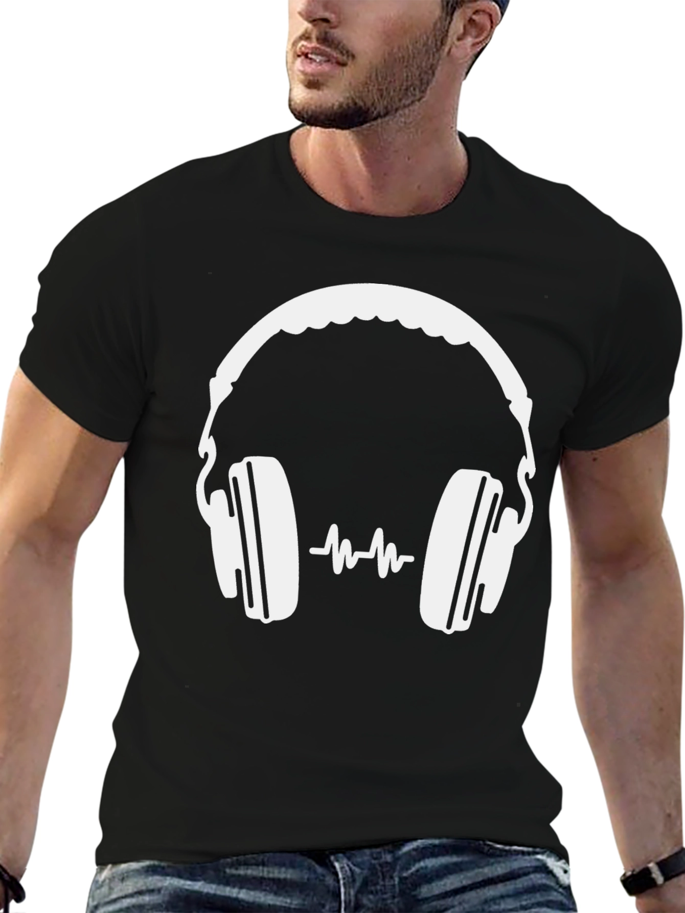 Headphone Graphic Black T-Shirt