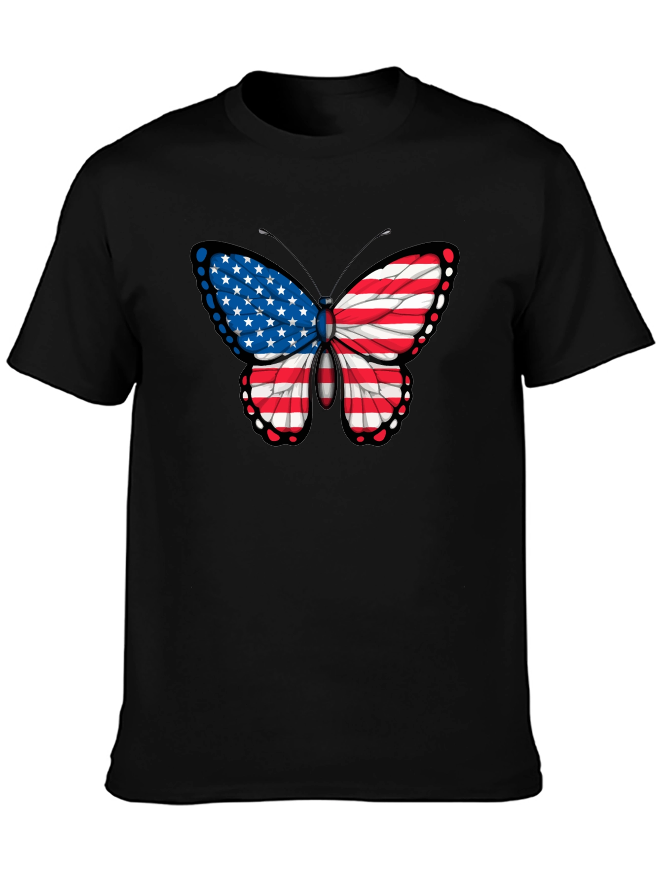 American Flag Butterfly Graphic Tee - Patriotic T-Shirt