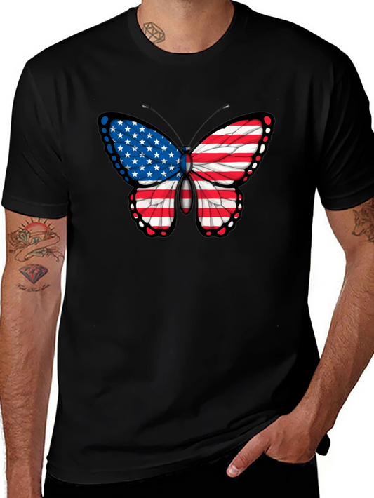 American Flag Butterfly Graphic Tee - Patriotic T-Shirt