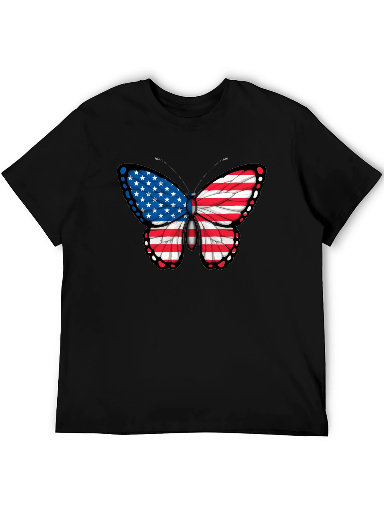 American Flag Butterfly Graphic Tee - Patriotic T-Shirt