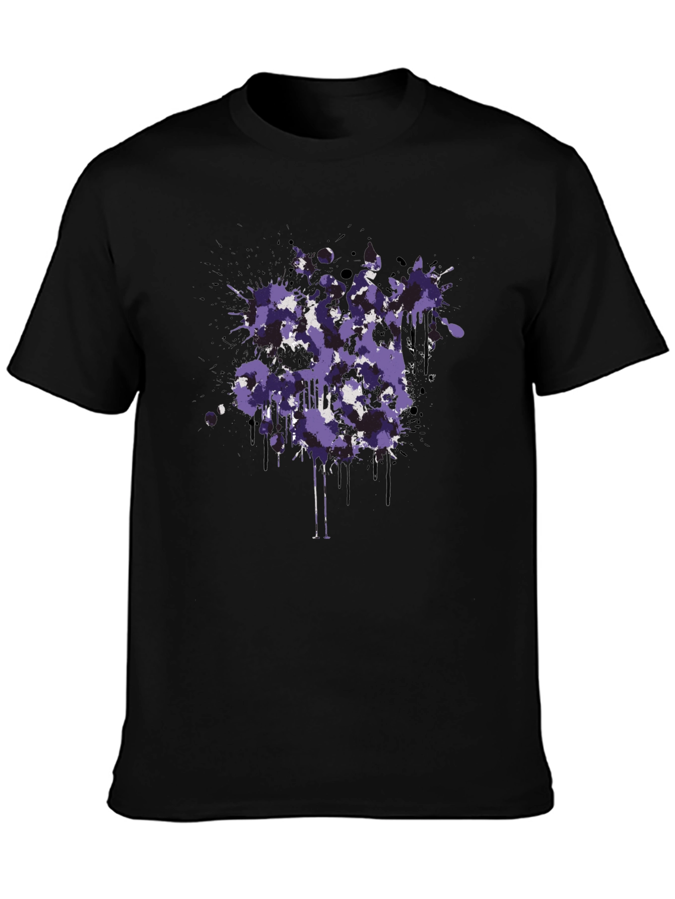 Abstract Splatter Graphic Black T-Shirt