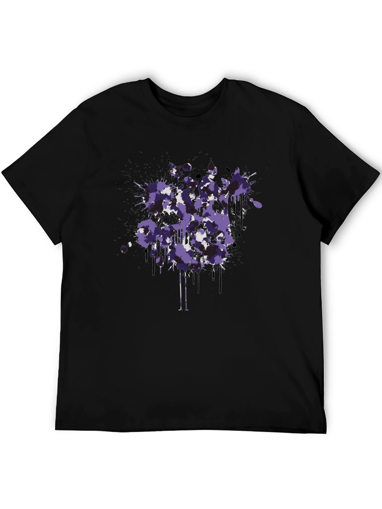 Abstract Splatter Graphic Black T-Shirt