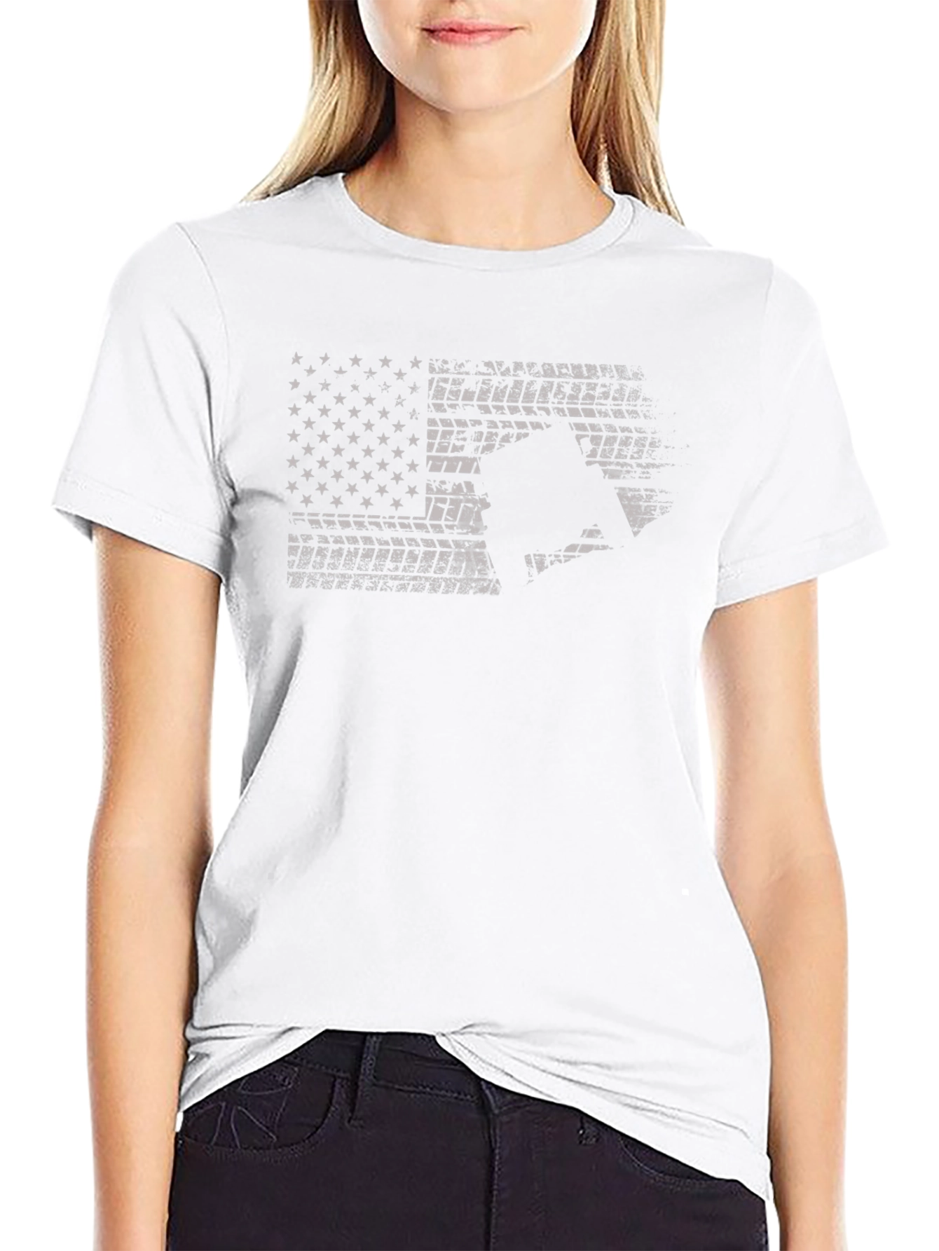 American Flag Motorcycle T-Shirt - Black