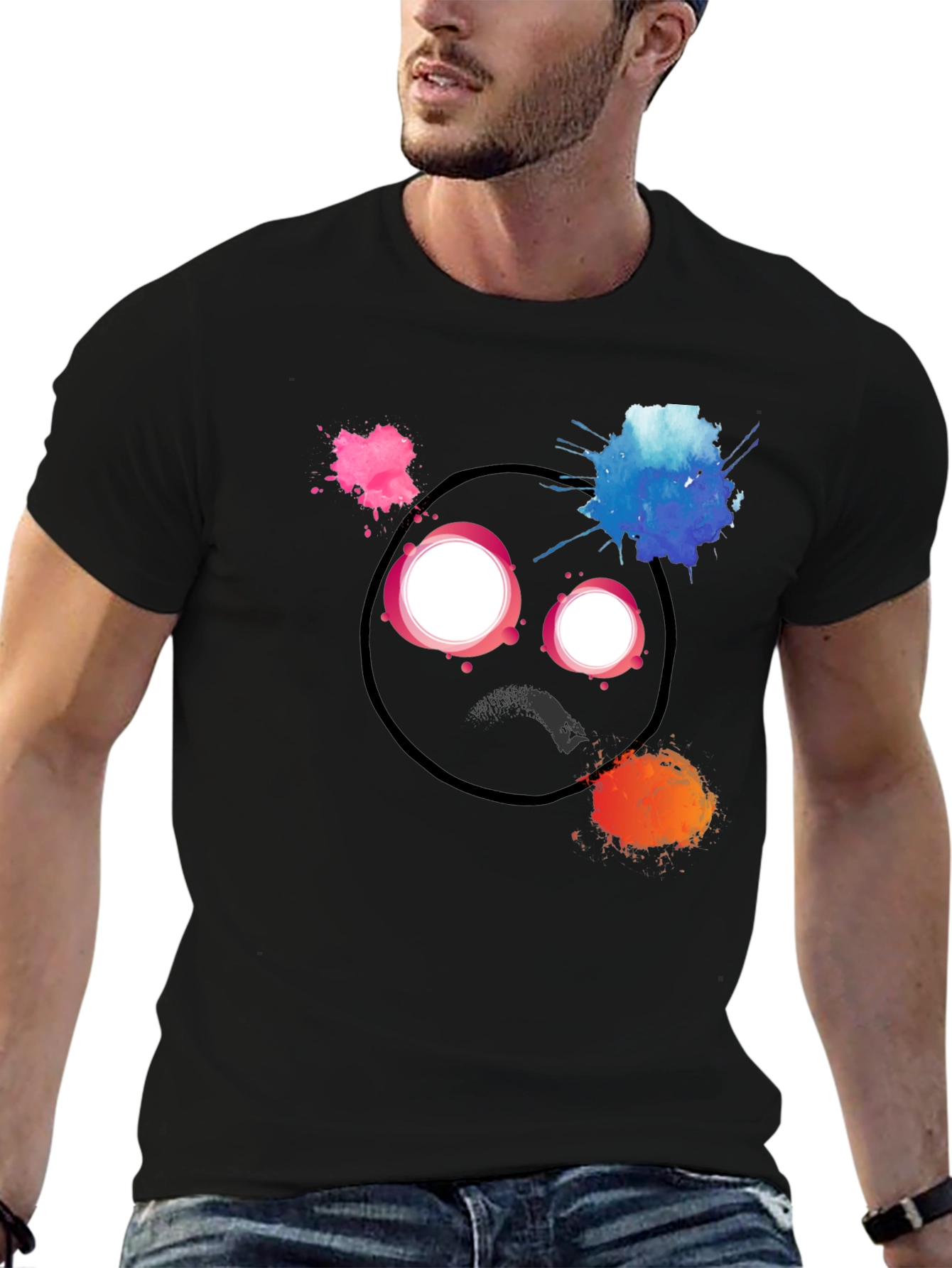 Abstract Art Black T-Shirt - Expressive Design