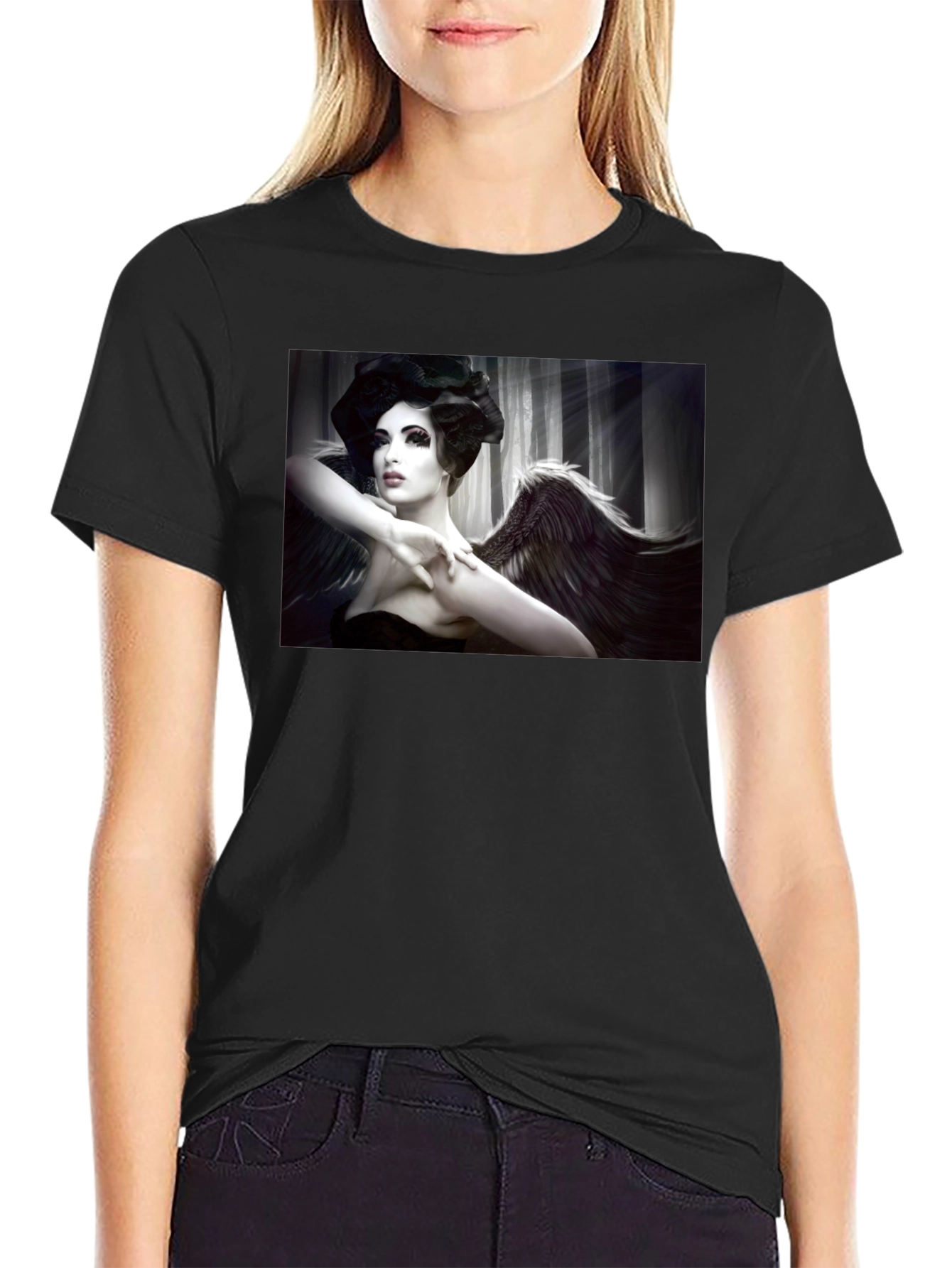 Angel Wings Graphic Black Tee