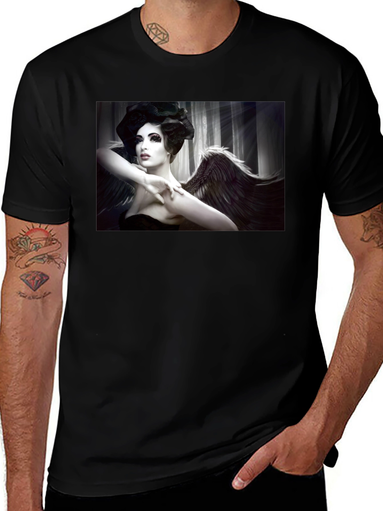 Angel Wings Graphic Black Tee
