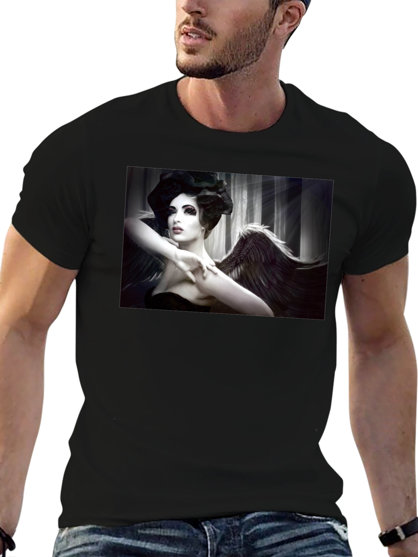 Angel Wings Graphic Black Tee