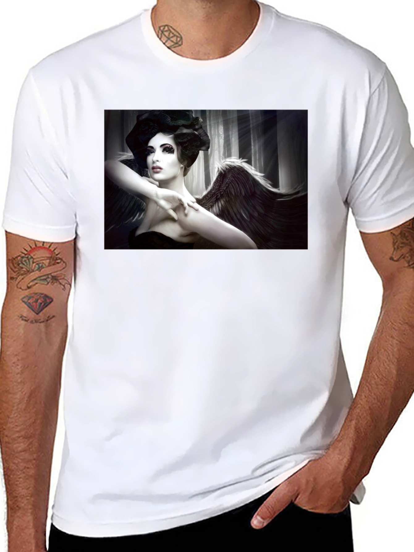 Angel Wings Graphic Black Tee