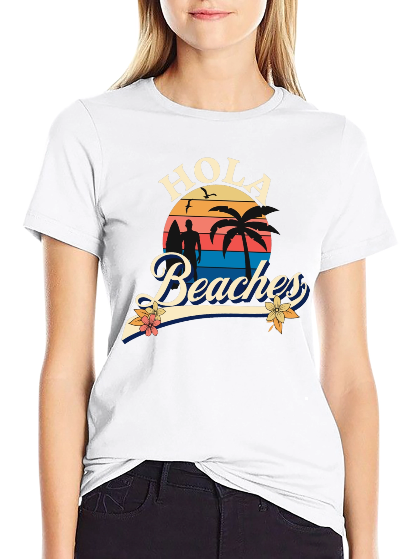 Hola Beaches T-Shirt - Sunset Beach Design