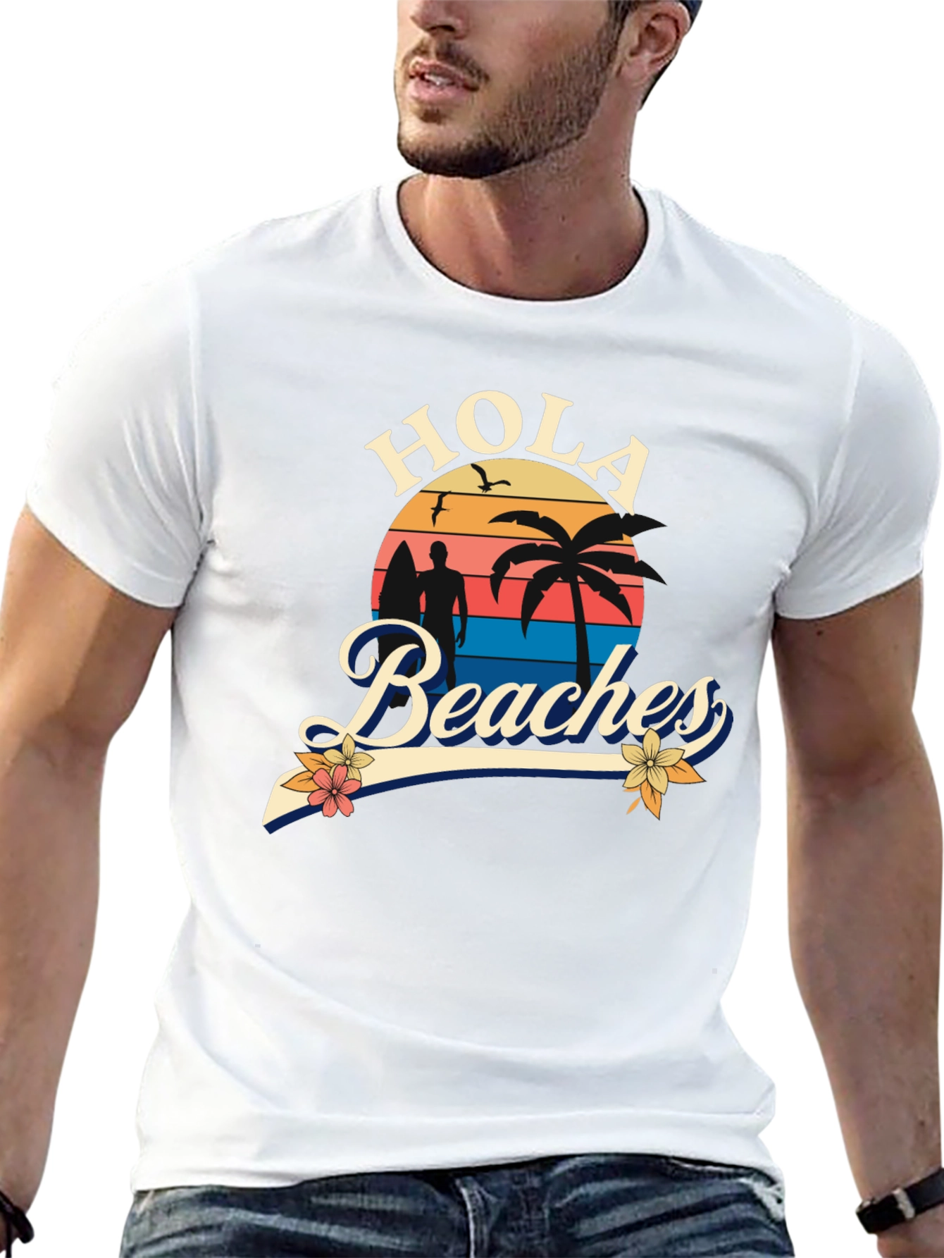 Hola Beaches T-Shirt - Sunset Beach Design