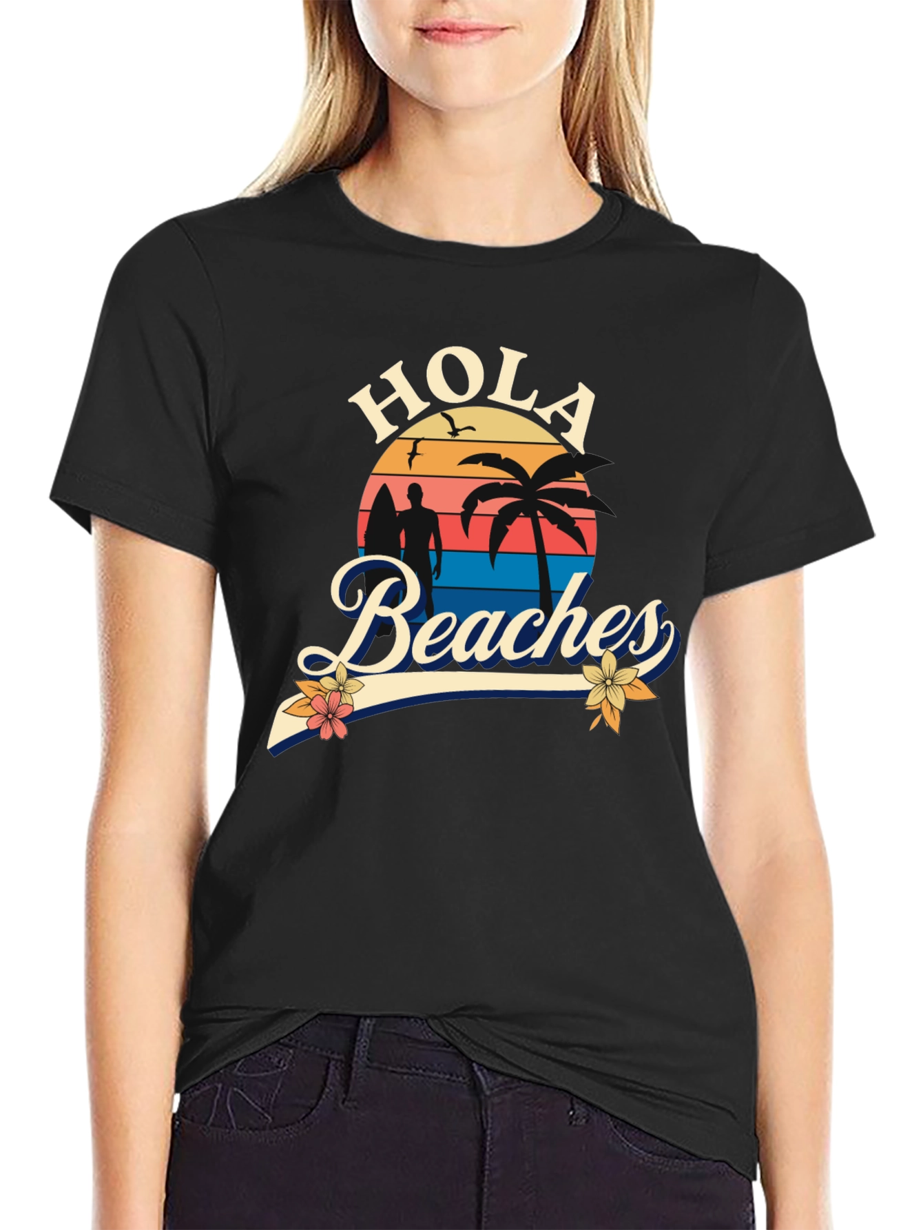 Hola Beaches T-Shirt - Sunset Beach Design
