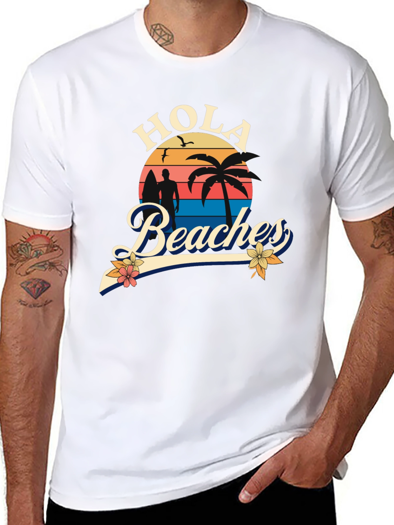 Hola Beaches T-Shirt - Sunset Beach Design