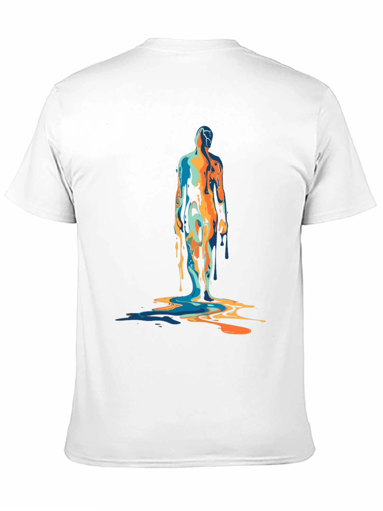 Abstract Dripping Figure Graphic Tee - Black