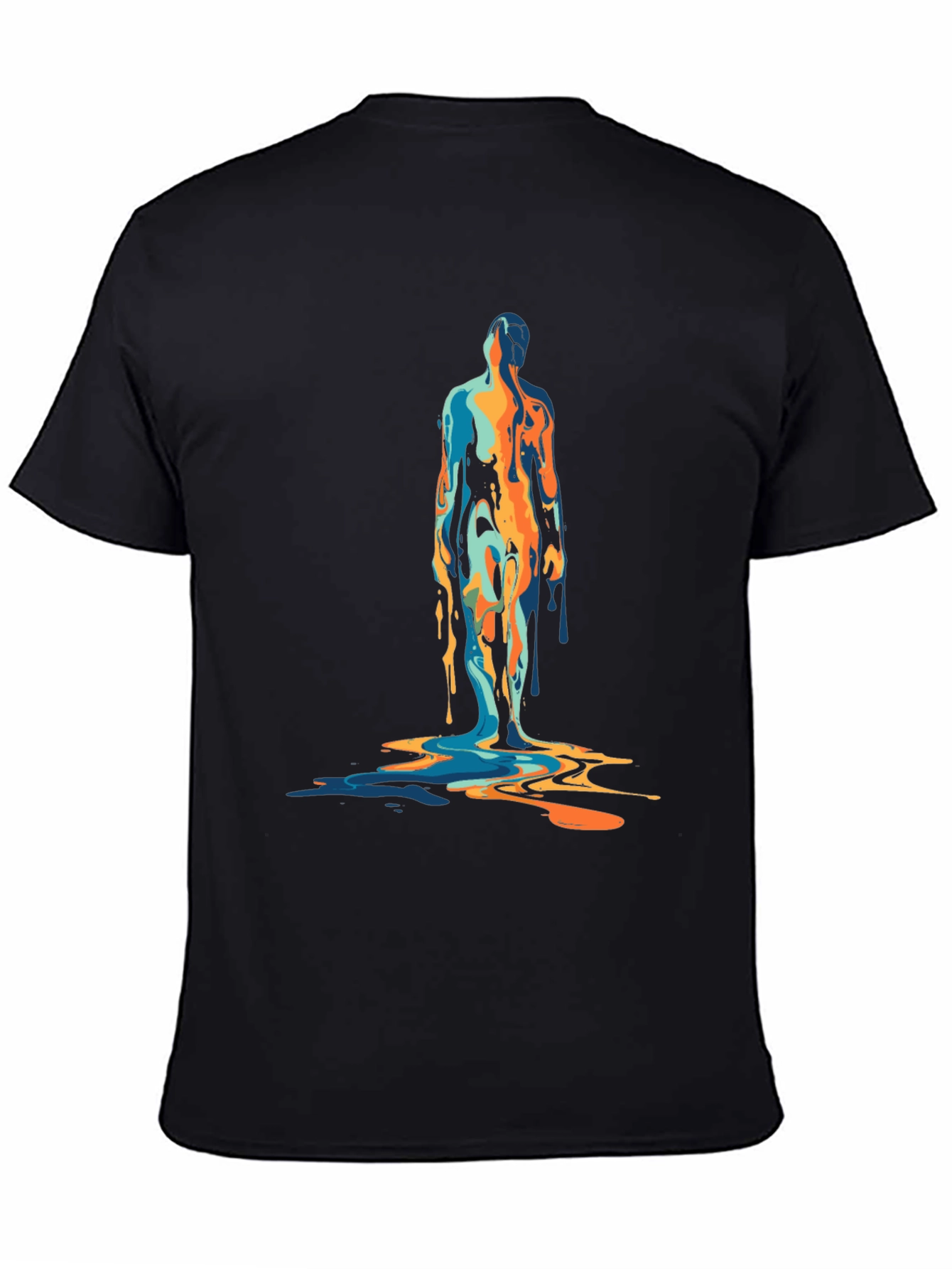 Abstract Dripping Figure Graphic Tee - Black