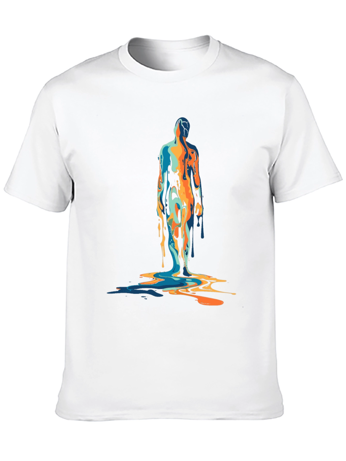 Abstract Dripping Figure Graphic Tee - Black