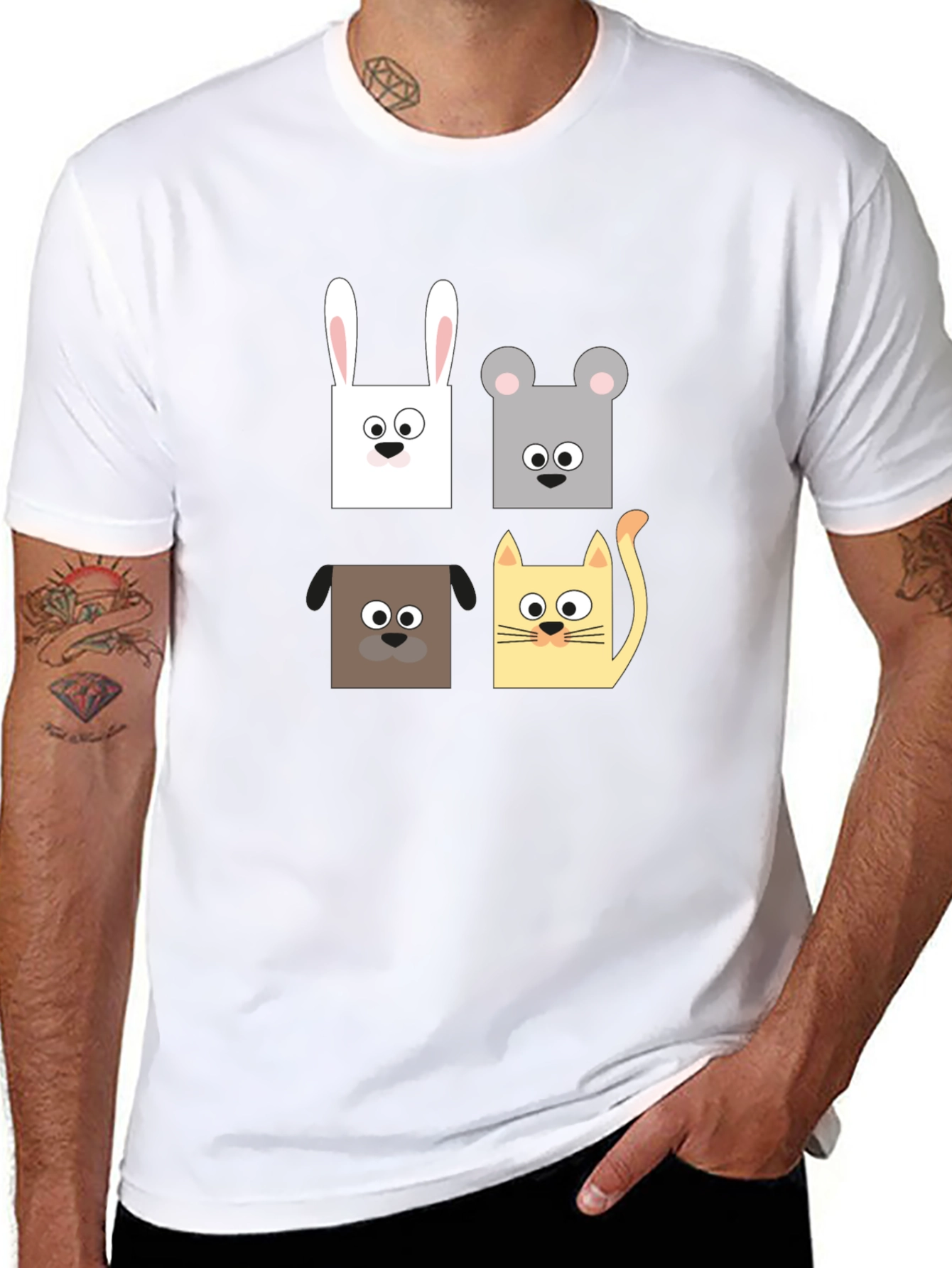 Animal Faces Graphic T-Shirt