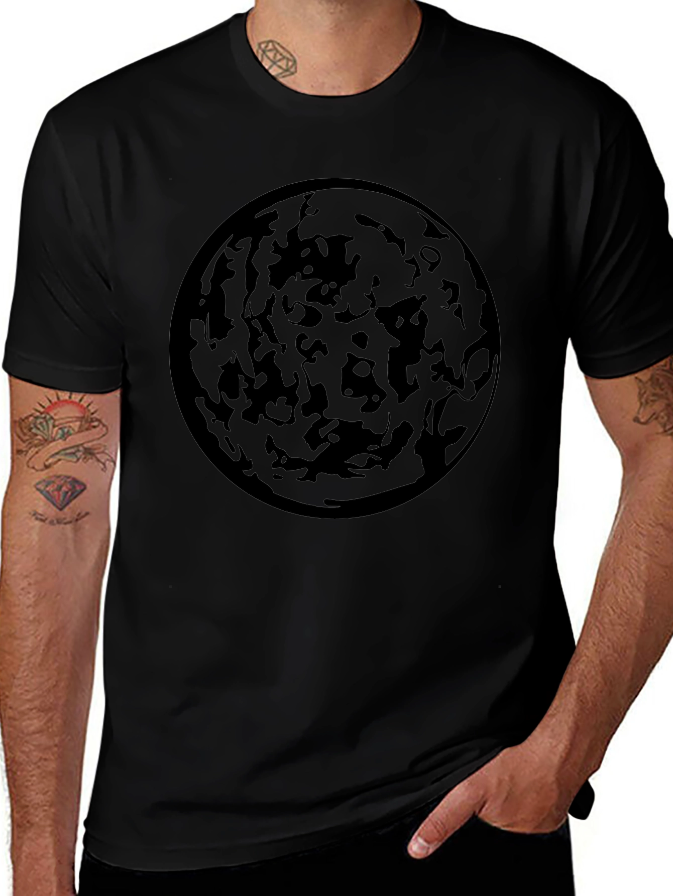 Abstract Planet Black Graphic Tee
