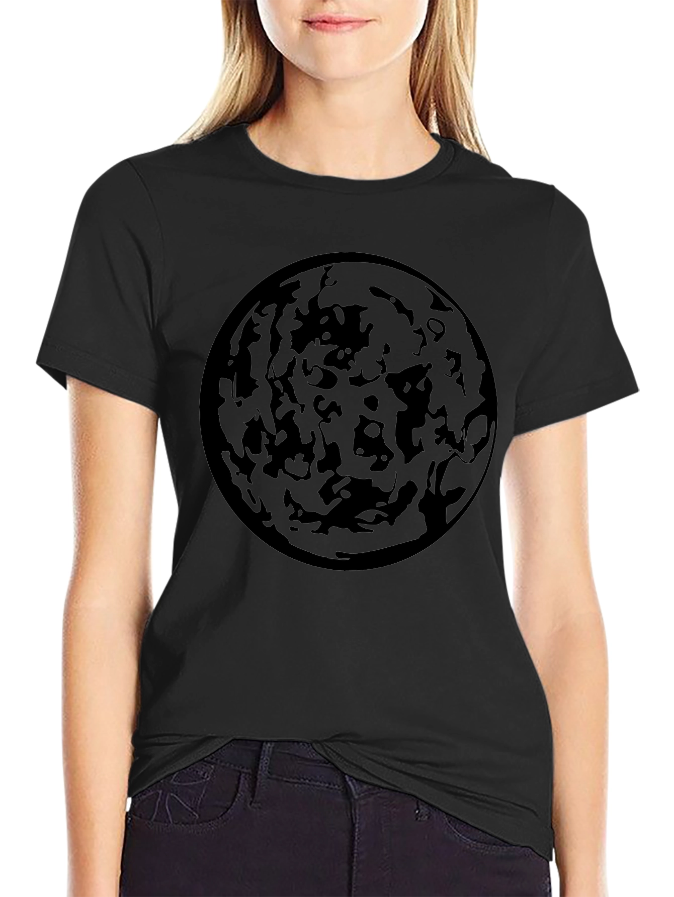 Abstract Planet Black Graphic Tee