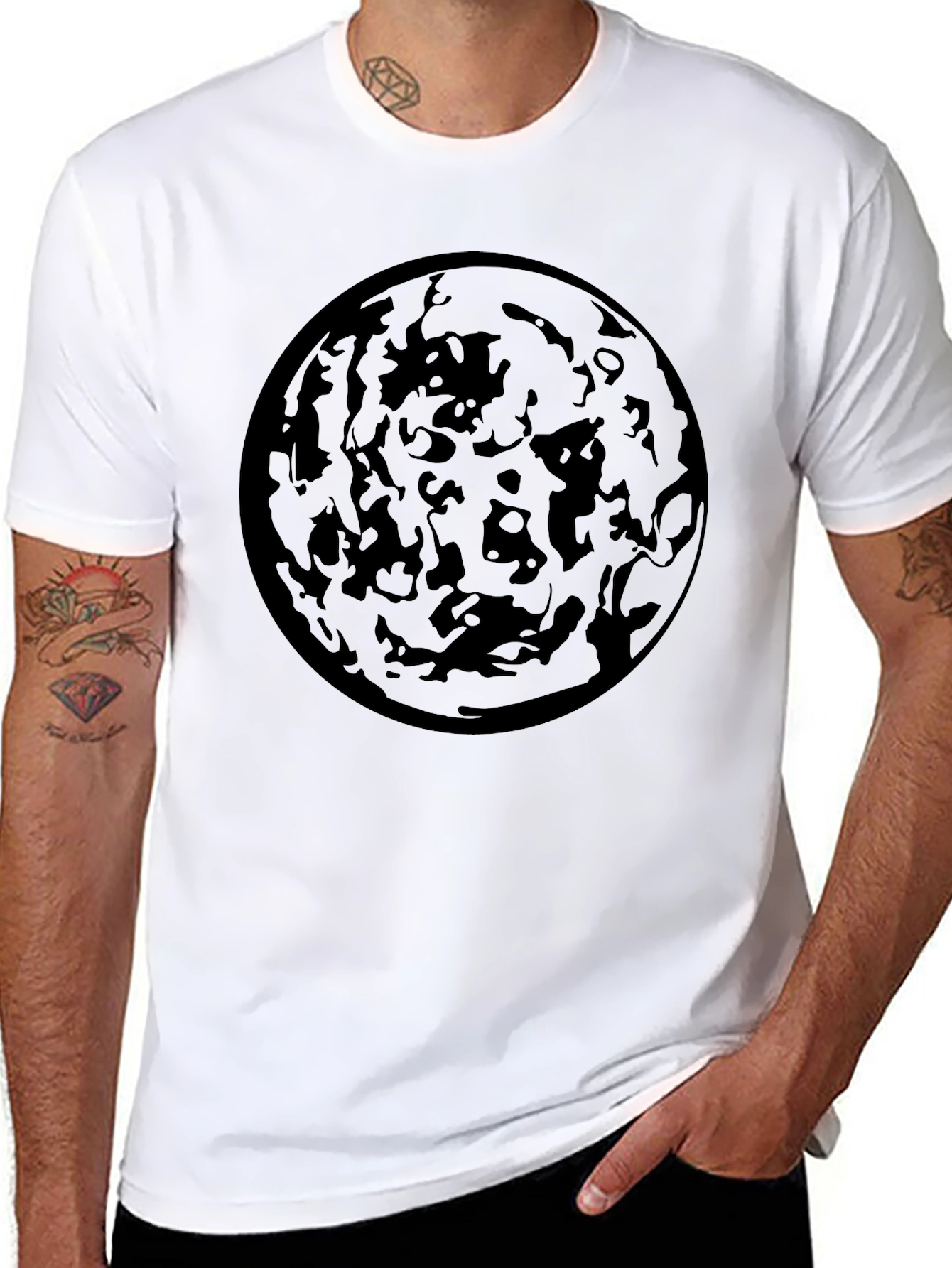 Abstract Planet Black Graphic Tee