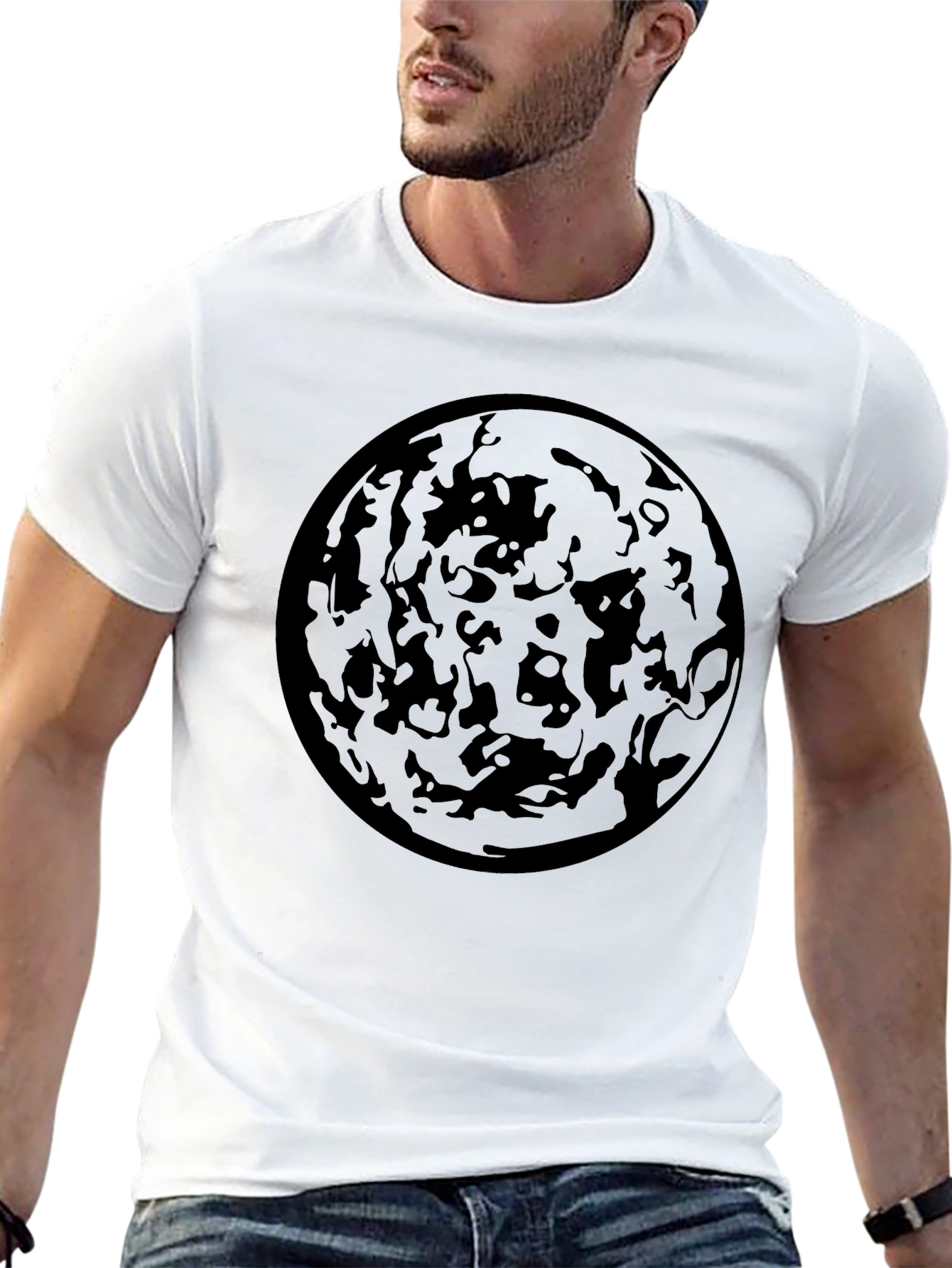 Abstract Planet Black Graphic Tee